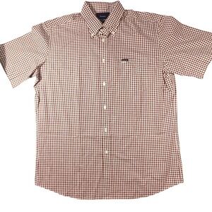 Façonnable Shirt Mens XL Red Check Gingham Short Sleeve Button Down Club Casual